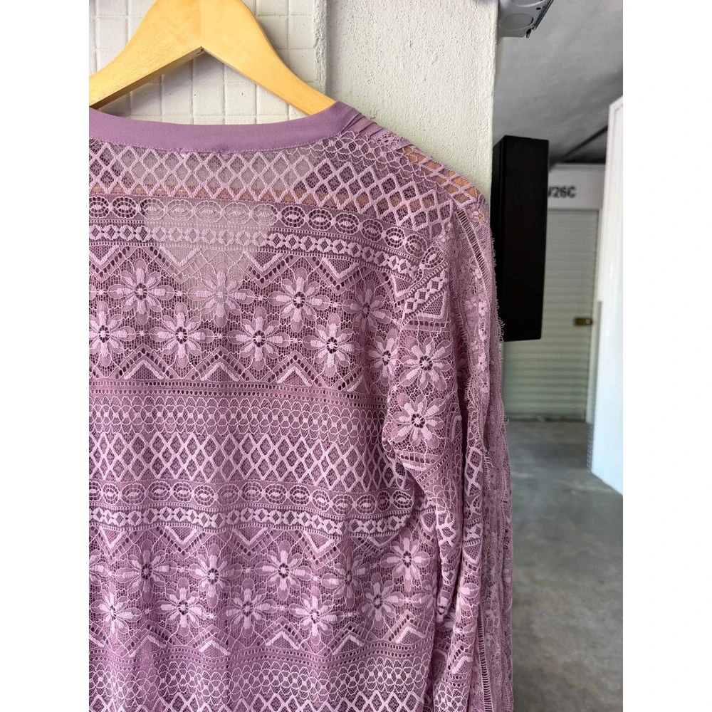 Sundance Lace Mini Dress S Purple Boho Pleated Tassel Ruffle Flounce Hem